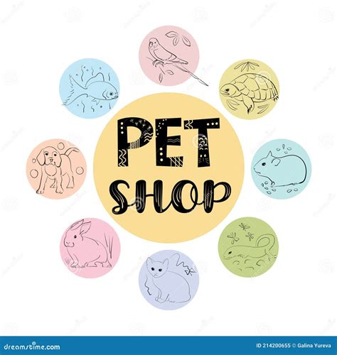 Conjunto De Iconos Y Logotipo De Pet Shop Ilustraci N Del Vector