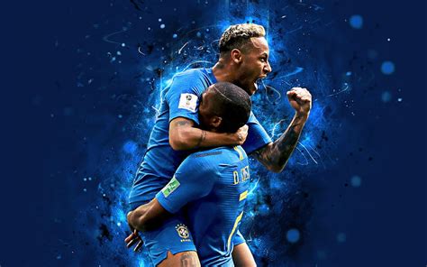 Douglas Costa Neymar Blue Uniform Abstract Art Brazil National Team