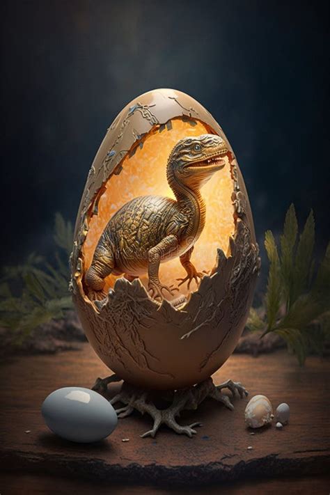 Baby Dinosaur Nesting Out Of An Egg Dinosaur Coming Out Of An Egg