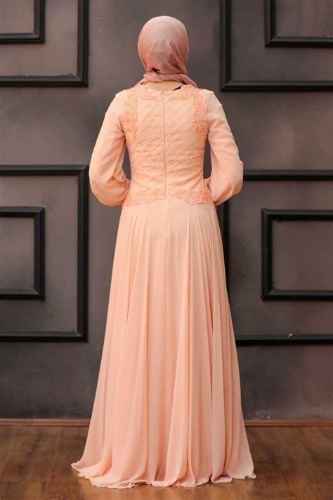 Solmon Pink Hijab Evening Dress 4579smn Neva