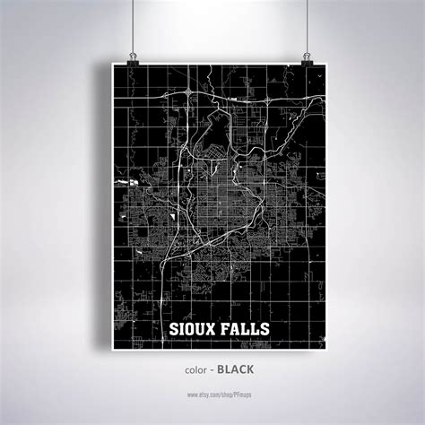 Sioux Falls Map Print Sioux Falls City Map South Dakota SD - Etsy