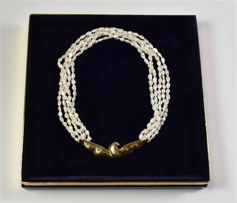 Tiffany And Co 18k Multi Strand Freshwater Pearl Necklace Paloma Picasso For Sale At 1stdibs