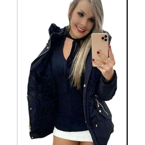 Jaqueta Parka Feminina Sarja Pel Ciada Forrada Casaco Shopee Brasil