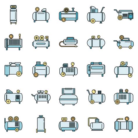 Modern Air Compressor Icons Set Vector Color Line 38826637 Vector Art