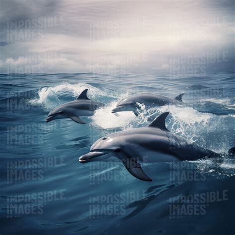 Dolphins swimming in the ocean - Impossible Images - Unique stock
