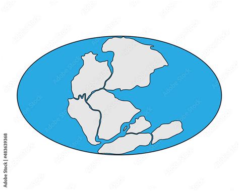 Pangaea Or Pangea Supercontinent Vector Illustration Stock Vector