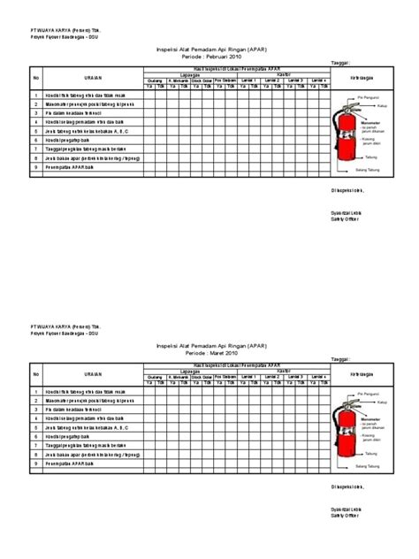 Form Inspeksi Apar Pdf