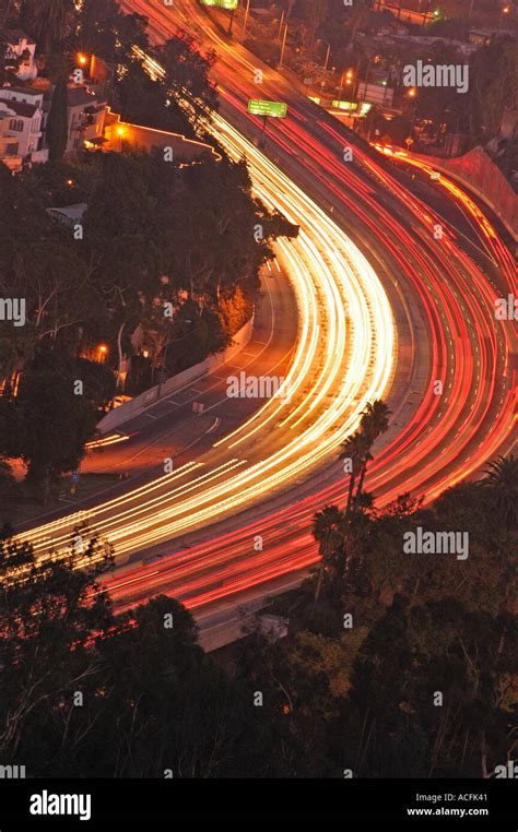 Los Angeles freeway at night Los Angeles California United States Stock ...