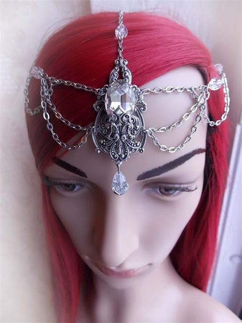 Crystal Jewel Tiara Fanitasy Gothic Tiara Medieval Circlet Etsy