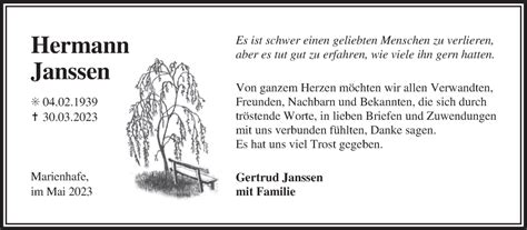 Traueranzeigen Von Hermann Janssen OK Trauer De