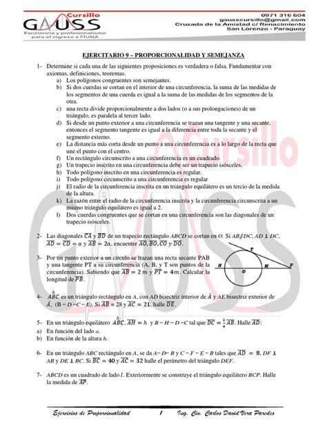 9 Proporcionalidad Y Semejanza 2 Pdf