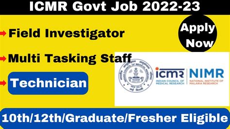 Icmr Vacancy Freshers Eligible Govt Jobs Salary