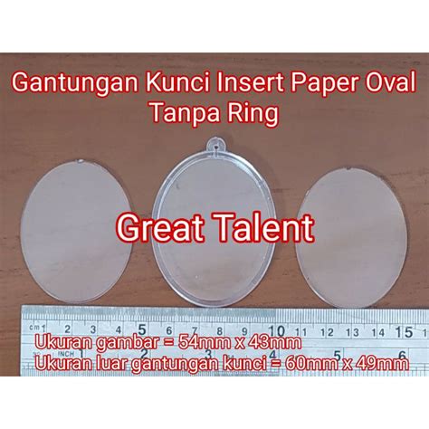 Jual Bahan Gantungan Kunci Insert Paper Oval TANPA RING Ganci Akrilik