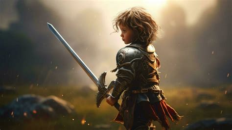 warrior child with sword gaming fictional world 30655994 Stock Photo at ...