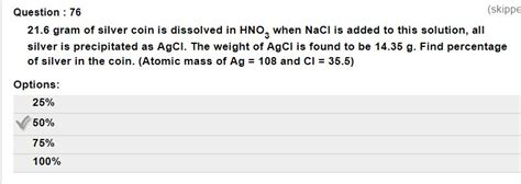 The Impure 6 G Of Nacl Is Dissolved In Water And Then Treated With An Excess Of Silver Nitrate