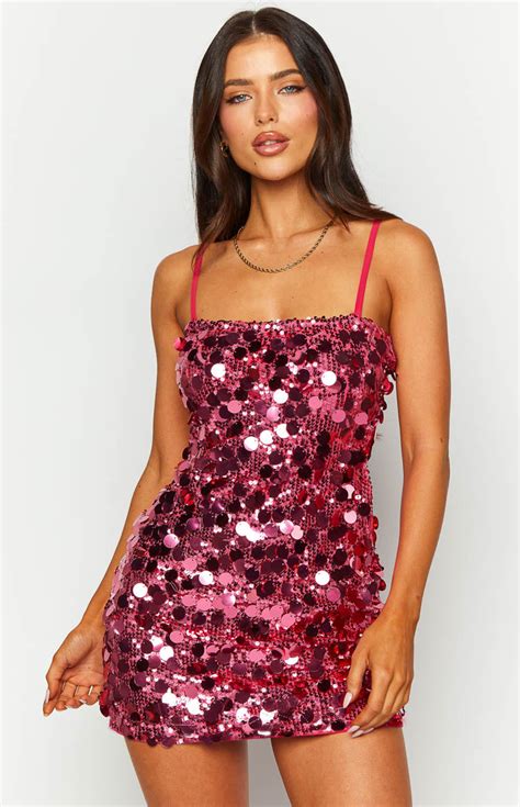 Radiant Pink Sparkle Mini Dress – Beginning Boutique US