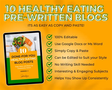Healthy Eating Blog Posts | Done for You Healthy Eating Blogs | PLR