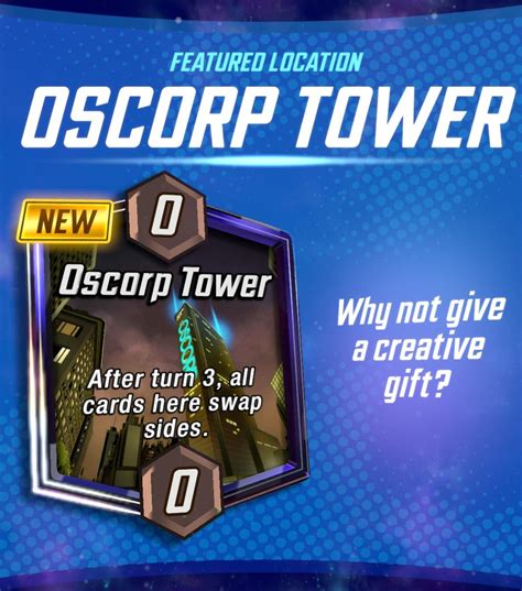 New Location: Oscorp Tower - After turn 3, all cards here swap sides ...