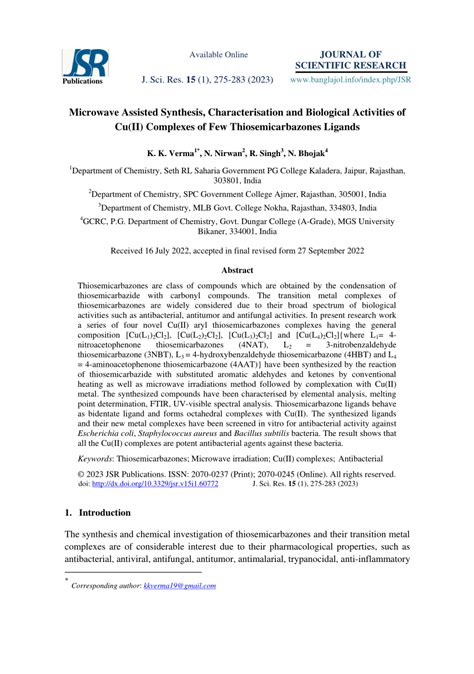 Pdf Microwave Assisted Synthesis Characterisation And Biological