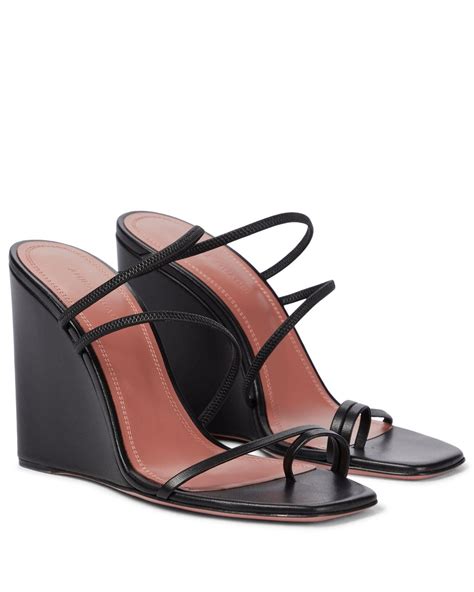 AMINA MUADDI Naima Leather Wedge Sandals In Black Lyst