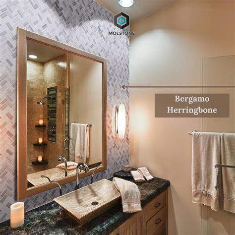 Mosaico Bergamo Herringbone Marmol Natural