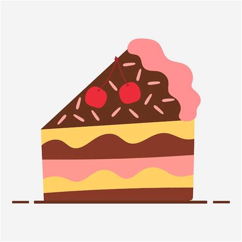 Un Trozo De Pastel Con Una Fresa Encima Vector Premium