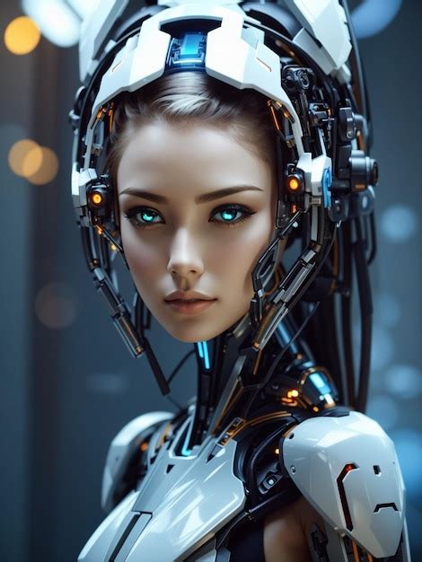 Una mujer cyborg moderna en un diseño de imagen de ilustración 3d de