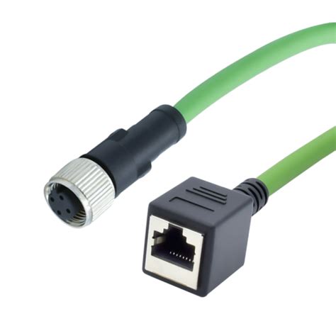 M12 To Rj45 Connector Aviation Plug Female 4 Pin A Coded Industrial