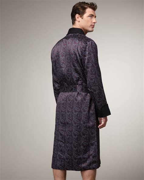 Stefano Ricci Silk Paisley Robe In Black For Men Lyst