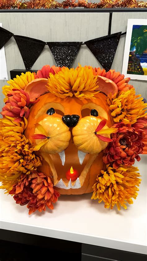 Lion Pumpkin Carving Halloween Crafts Creative Pumpkin Decorating