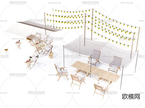 现代露营户外桌椅天幕su模型下载id12229763sketchup模型下载 欧模网