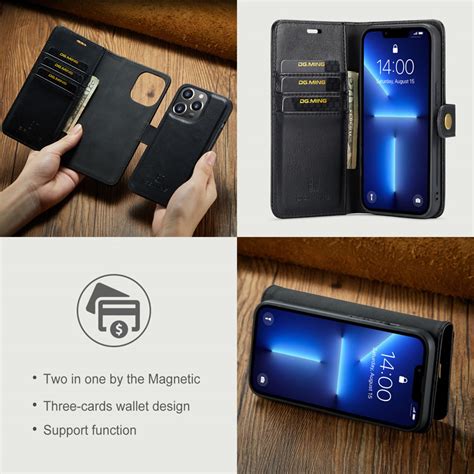 Dg Ming Iphone Pro Max Magnetic Detachable Retro Leather Wallet Case