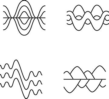 Linear Icons For Sound Waves Equalizer And Music Rhythm Vector Linear