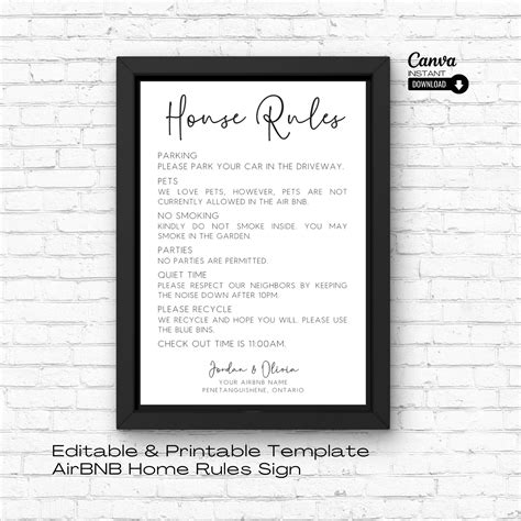 Airbnb Editable House Rules Sign Rental Property House Rules Printable