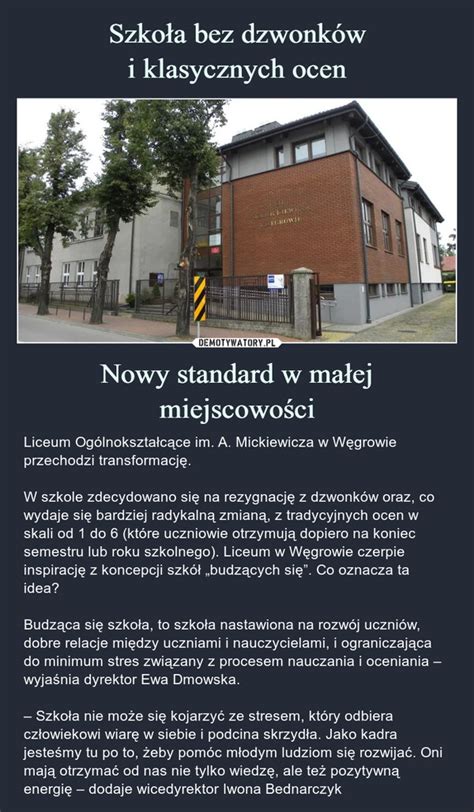 Szkoła bez dzwonków i klasycznych ocen Nowy standard w małej