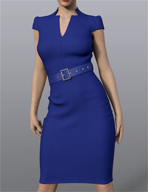 Dforce Handc Belted Office Dress Outfit For Genesis 8 Females Daz 3d