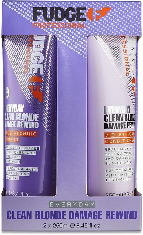 Fudge Professional Purple Shampoo And Conditioner Everyday Clean Blonde Damage Rewind Gradual