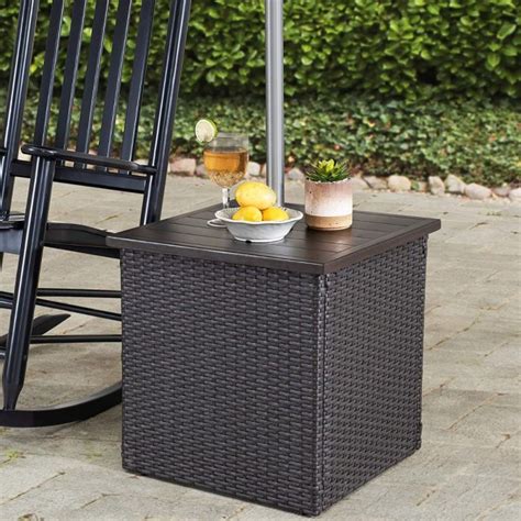 Sunjoy Combination Square Wicker Outdoor Patio Umbrella Stand Side ...