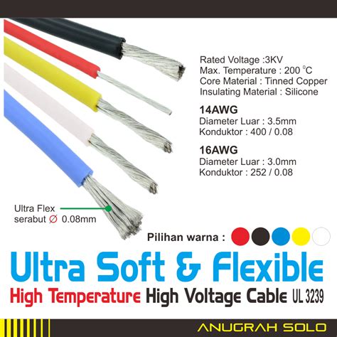 Jual Kabel Silicone Tahan Panas 16AWG 14AWG Kabel Super Soft Flexible