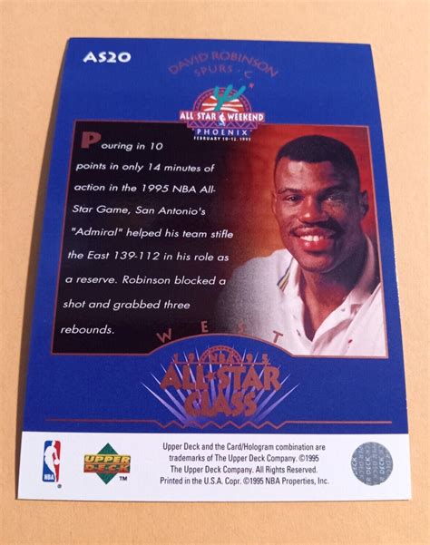 1995 96 Upper Deck All Star Class David Robinson AS20 Spurs EBay