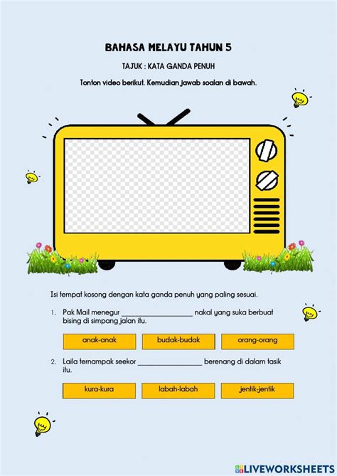 Kata Ganda Penuh Online Pdf Exercise For Tahun 4 And 5 Live Worksheets