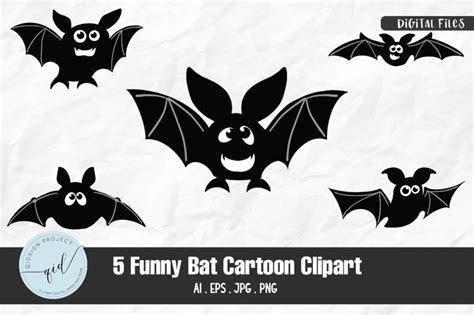 Funny Bat Cartoon Clipart, 5 Variations By qidsign project | TheHungryJPEG