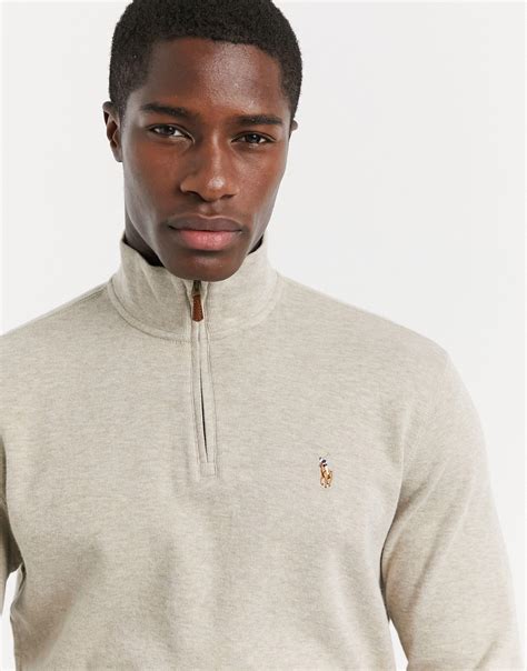 Polo Ralph Lauren Multi Player Logo Fine Rib Half Zip Knit Jumper For