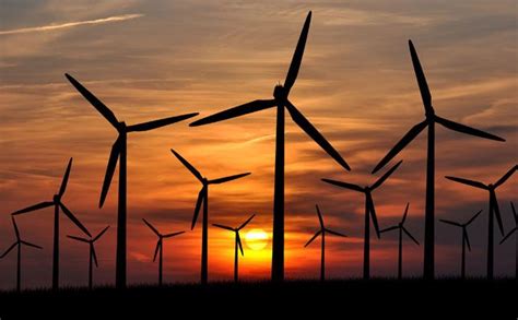 Wind Turbine Farm Sunset