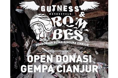 Gutness Motorcycles Dan Rombes Open Donasi Untuk Korban Gempa Di