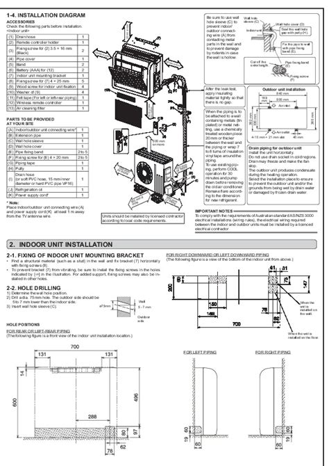 Mitsubishi Jg79a145h03 Floor Mounted Air Conditioner Installation Manual