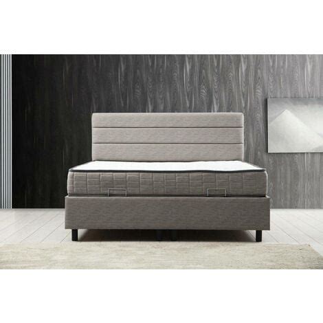 Lit Double Sommier Relevable Volka Velours Gris Clair Avec Matelas