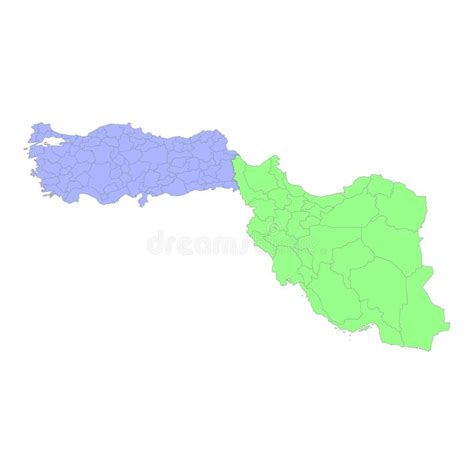 High Quality Political Map of Turkey and Iran with Borders of the Regions or Provinces Stock ...