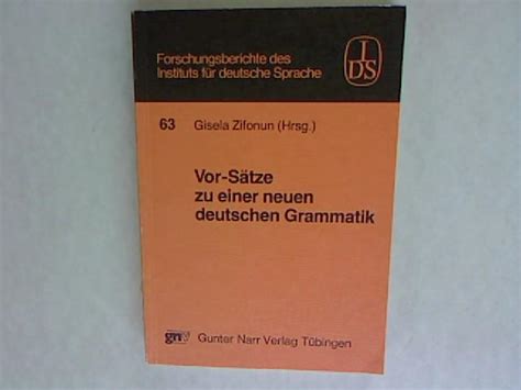 Grammatik Der Deutschen Sprache Von Gisela Zifonun ZVAB