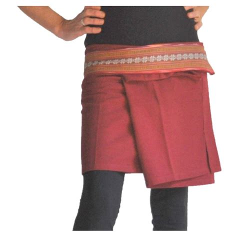 Mini Wrap around Thaï Skirt Arasia shop color burgundy